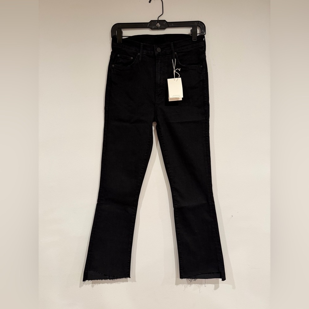 MOTHER Insider Crop Jeans Not Guilty Black Wash Flare High Waist 27 - Picture 13 of 16